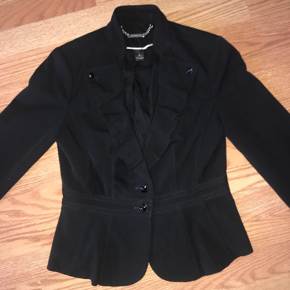 EUC White Black Market Pleaded Ruffle Blazer